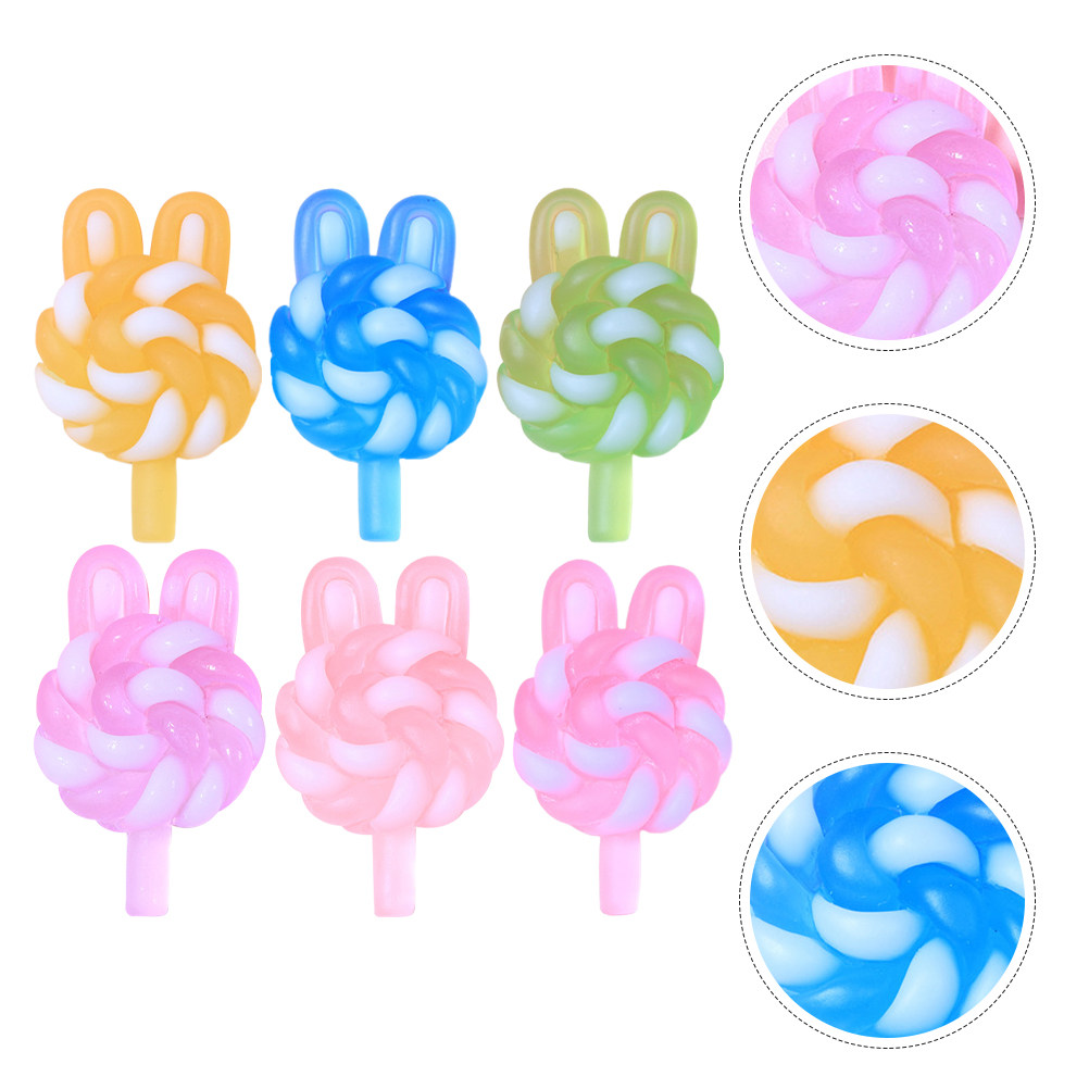 Resin Craft Supplies - 24Pcs 귀여운 만화 롤리팝 참 토끼