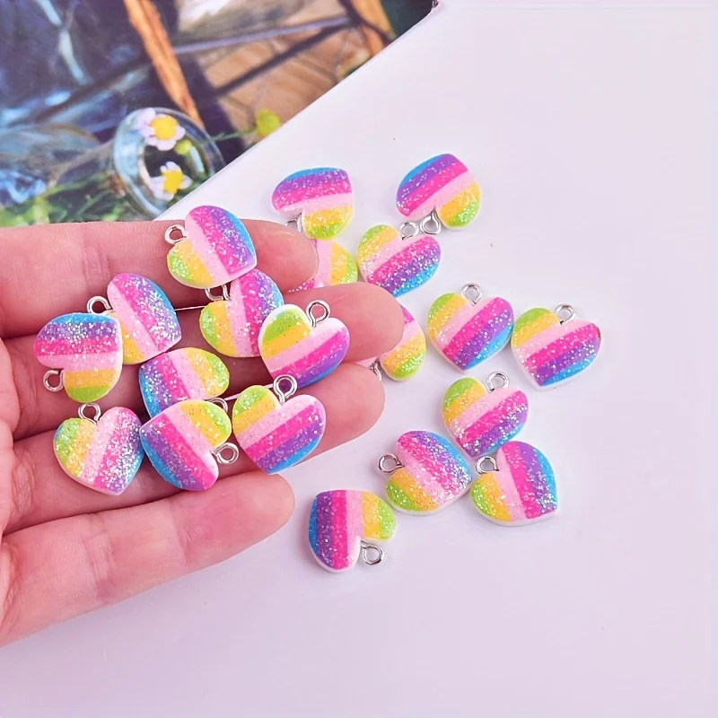Resin Craft Projects - 10Pcs 다채로운 하트 수지 참 귀여운