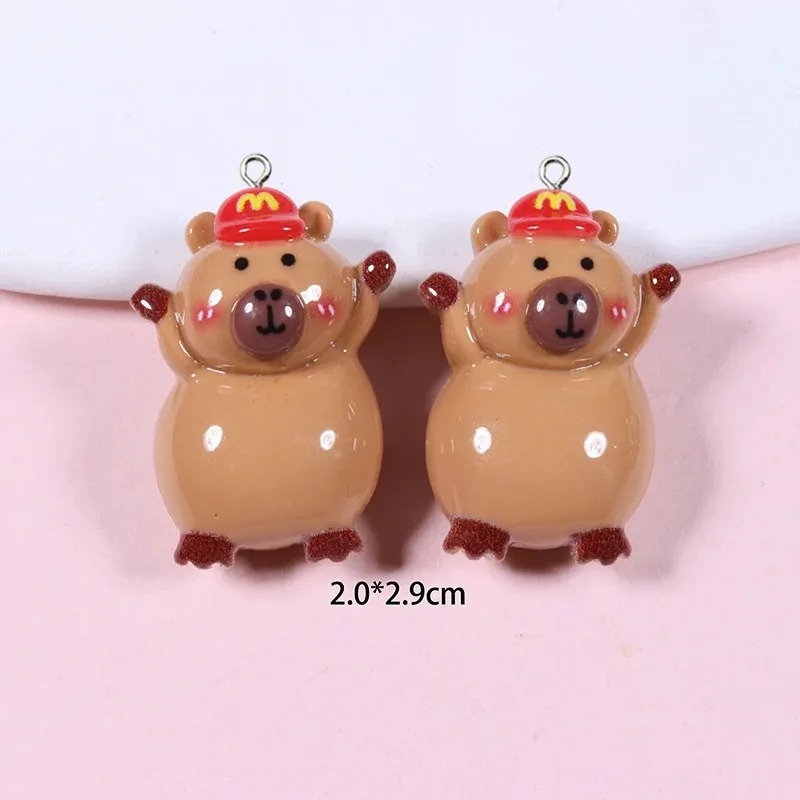 Resin Craft Supplies - 10개입 광택 플랫백 카피바라 레진 참