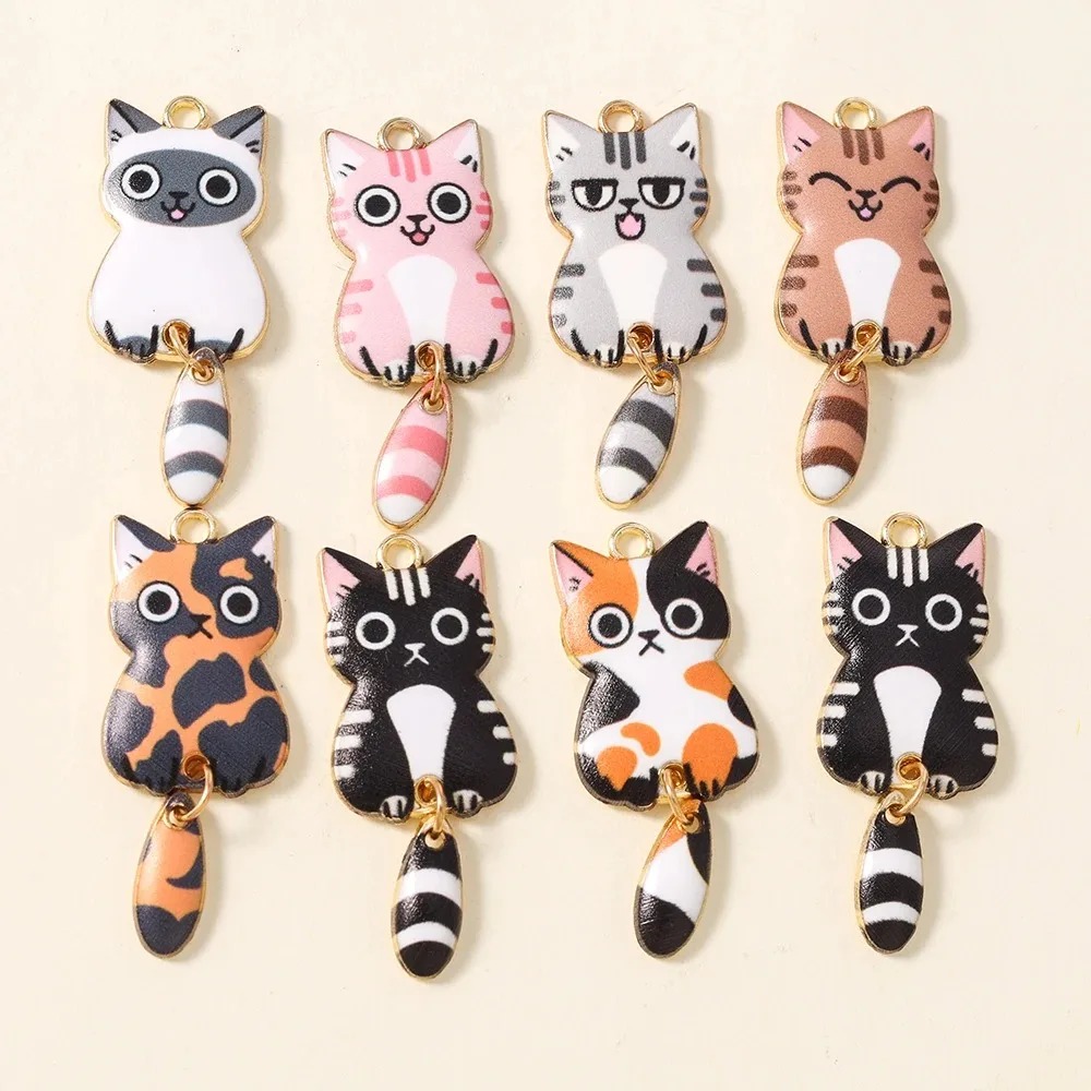 Resin Craft Projects - 10Pcs 16×39mm 귀여운 만화 고양이 수지