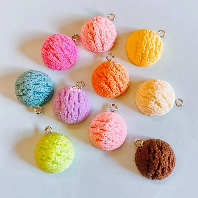 Resin Craft Supplies - 10Pcs Kawaii 마카롱 아이스크림 수지 펜던트