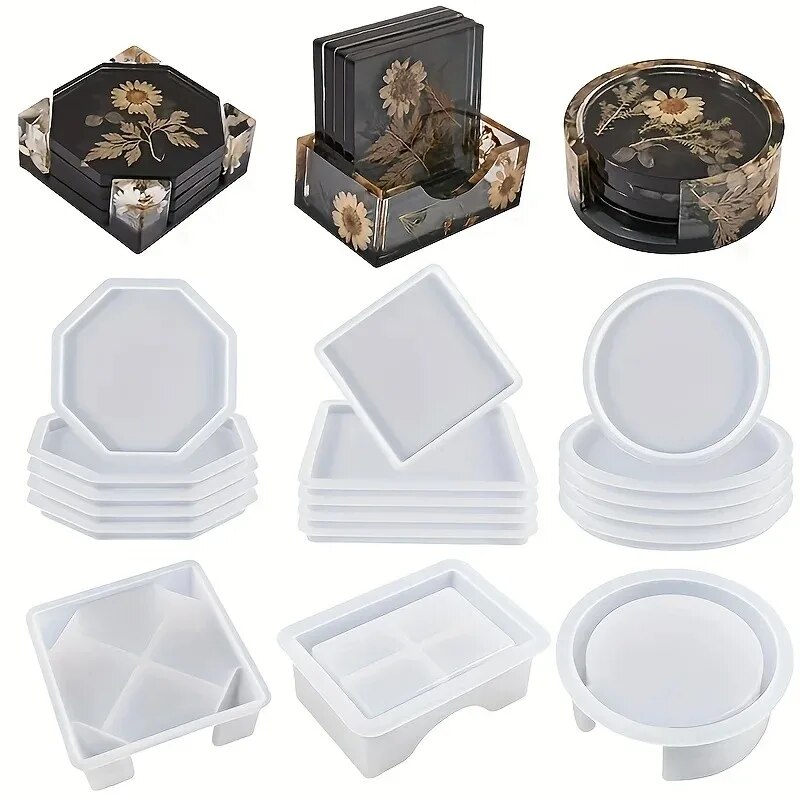 Gold Foil Flakes - 코스터 수지 금형 세트에는 1pc 코스터