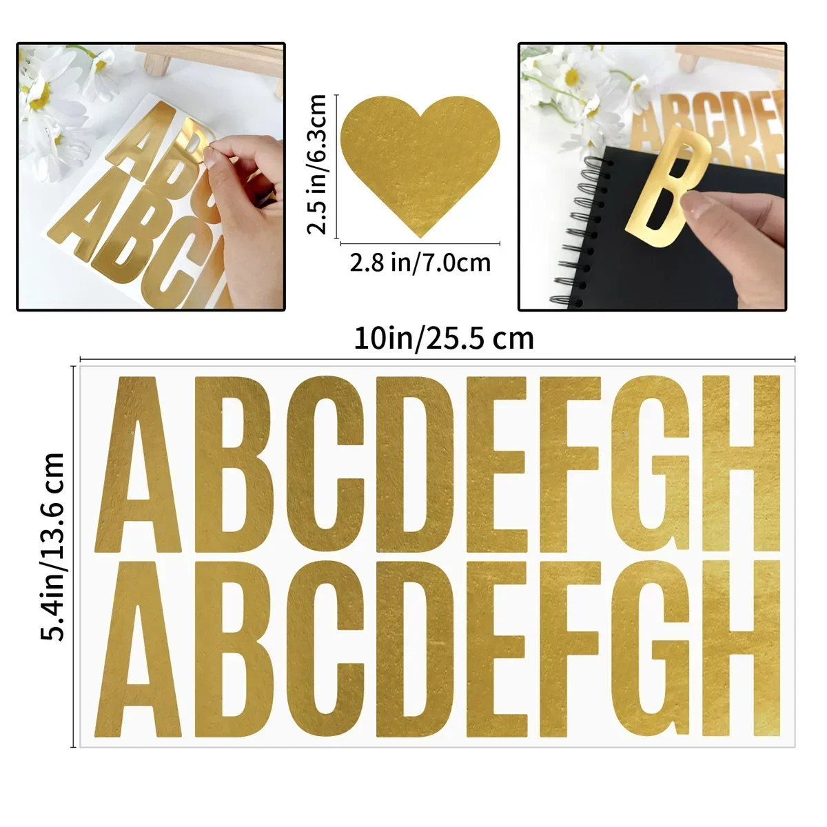 Gold Foil Flakes - 100 Pcs 6 시트 골드 편지