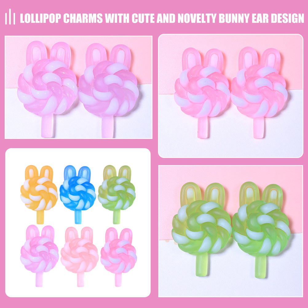 24Pcs 귀여운 만화 롤리팝 참 토끼 모양의 빛나는  - Resin Craft Supplies 리뷰 및 가격