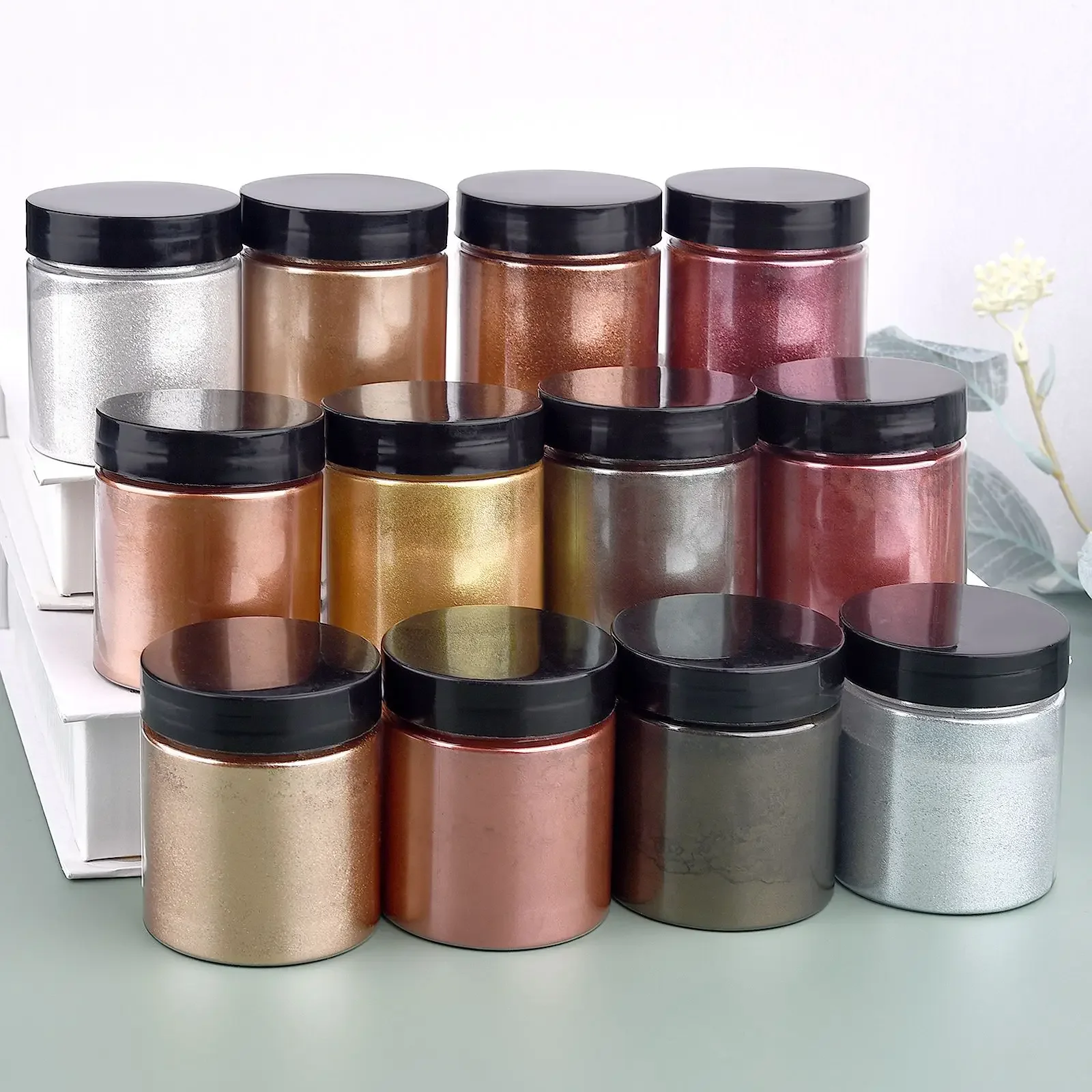 50g/병 메탈릭 글리터 파우더 금색 은색 색소 진주  - Resin Pigment Set 리뷰 및 가격