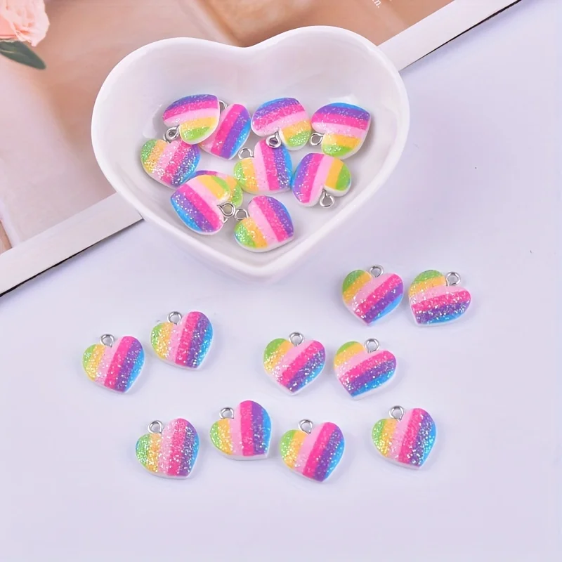 10Pcs 다채로운 하트 수지 참 귀여운 혼합 색상 사 - Resin Craft Projects 리뷰 및 가격